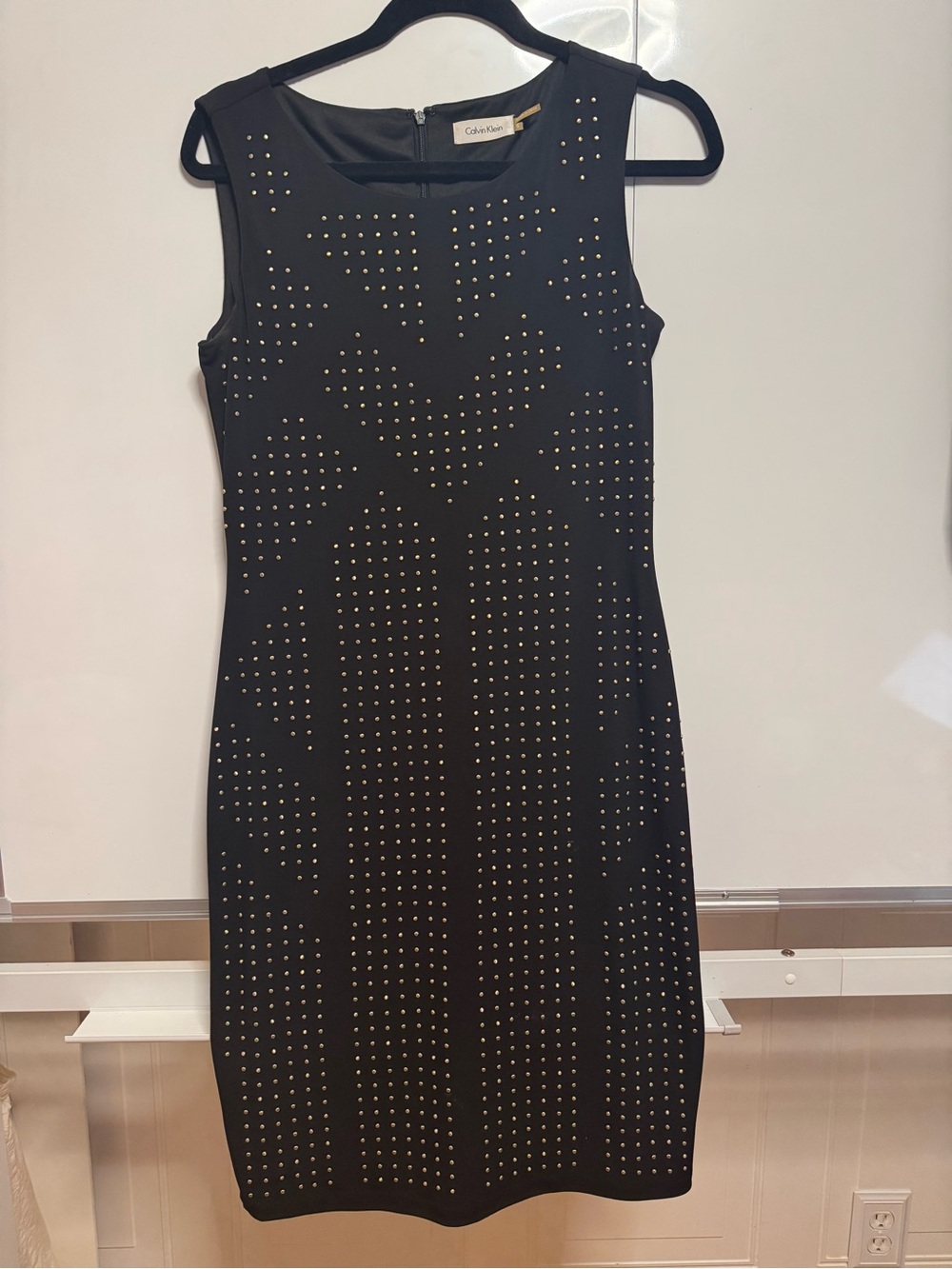Calvin Klein Black Sleeveless Studded Sheath Dress